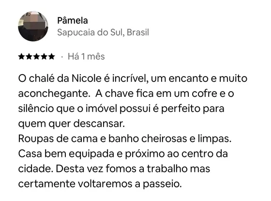 Avaliação de Pâmela, hóspede, no Airbnb